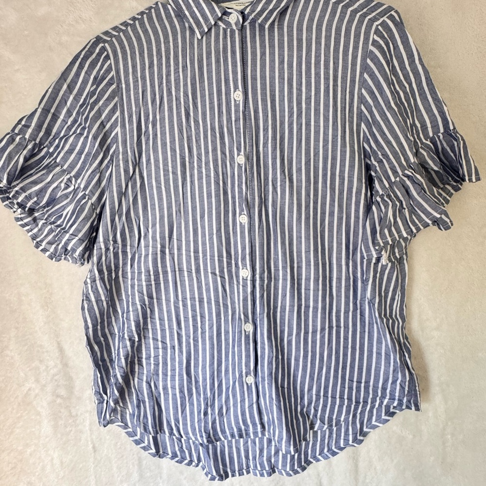 Beachlunchlounge Navy and White Striped Shirt